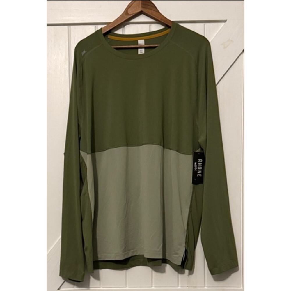 Rhone Men's Olivine Seagrass Green Extra Mile Long Sleeve Tee Size L